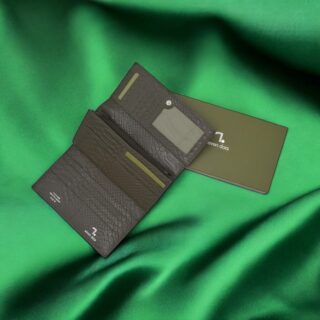 Sun-75-018, Lim.Edition Anaconda print, Γυναικείο Δερμάτινο Πορτοφόλι Γκρί-Λαδί