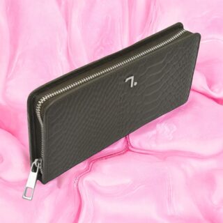 Sun-75-017, Lim.Edition Anaconda print, Γυναικείο Δερμάτινο Πορτοφόλι Γκρί-Λαδί