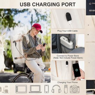 Σακίδιο πλάτης Travel Carry on 52L Laptop 17.3” Matein 6131 μπεζ