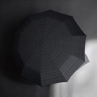 Knirps S.770 Γκρι Καρό Ξύλινη Λαβή Αυτόματη Ομπρέλα