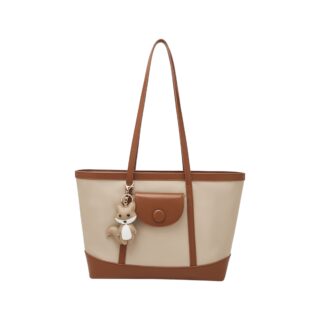 Foxer 9151041F Τσάντα Γυναικεία Μπέζ Καφέ Ώμου Shopper