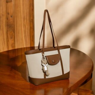 Foxer 9151041F Τσάντα Γυναικεία Μπέζ Καφέ Ώμου Shopper