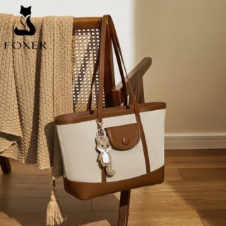 Foxer 9151041F Τσάντα Γυναικεία Μπέζ Καφέ Ώμου Shopper