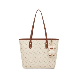 Δερμάτινη Γυναικεία Τσάντα PVC Shopper ‘Ωμου Foxer 900535F μπέζ/καφέ