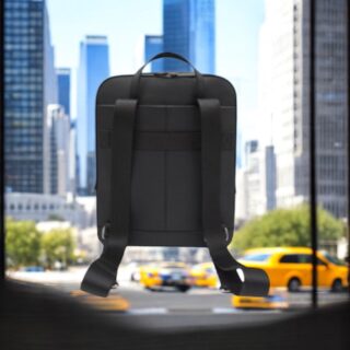 Atlas-20-125, Σακίδιο Πλάτης Δέρμα Saffiano Μεγάλο Μαύρο