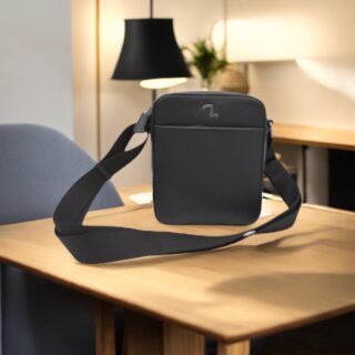 Atlas-60-101, Τσάντα Ώμου Δέρμα Saffiano Μεσαία Μαύρη