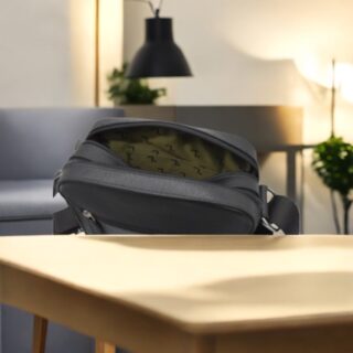 Atlas-60-101, Τσάντα Ώμου Δέρμα Saffiano Μεσαία Μαύρη