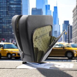 Atlas-20-125, Σακίδιο Πλάτης Δέρμα Saffiano Μεγάλο Μαύρο