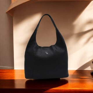 Alkioni-15-114 Τσάντα Γυναικεία Μεγάλη Δερμάτινη Μαύρη