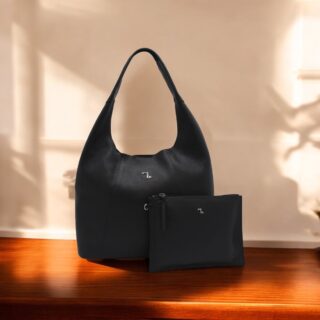 Alkioni-15-114 Τσάντα Γυναικεία Μεγάλη Δερμάτινη Μαύρη