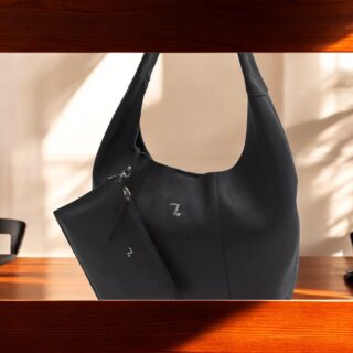 Alkioni-15-114 Τσάντα Γυναικεία Μεγάλη Δερμάτινη Μαύρη