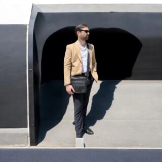 Cardinal 6015 Δερμάτινος Μικρός Χαρτοφύλακας Ώμου Μαύρος