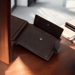 Leather Wallet Brown Curtis chesterfield δερμάτινο πορτοφόλι καφέ