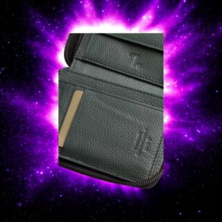 Neptune-72-008 Δερμάτινο Πορτοφόλι Με Φερμουάρ Μαύρο/Πράσινο