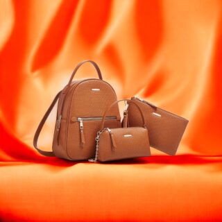 Γυναικείο σετ Σακίδιο πλάτης/τσάντα χιαστί/τσάντα χειρός Cardinal ZM906 καφέ