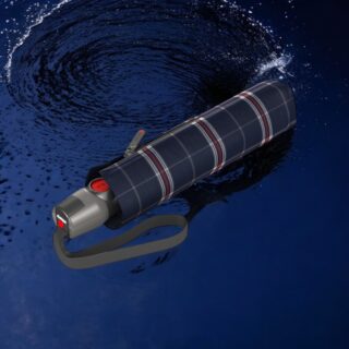 Knirps T.200 Ομπρέλα Duomatic Αντιανεμική Καρό Σκούρο Μπλε