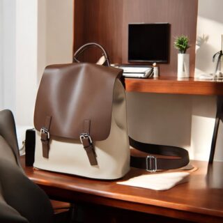 Foxer 900403F Σακίδιο Πλάτης Γυναικείο Καφέ Άσπρο Δερμάτινο