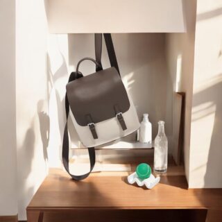 Foxer 900403F Σακίδιο Πλάτης Γυναικείο Καφέ Άσπρο Δερμάτινο