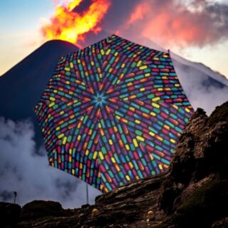 Knirps A.050 Ομπρέλα Χειροκίνητη Create Black Μαύρη Σχέδιο