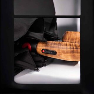 Knirps STEEL S.570 Μαύρη Ομπρέλα Αυτόματη με Ξύλινη Λαβή