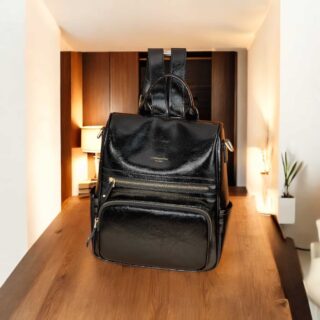 Split Leather Γυναικείo Σακίδιο Πλάτης Χιαστί Laorentou 9113003L μαύρο