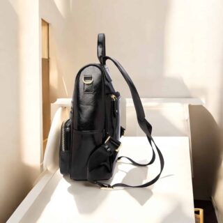 Split Leather Γυναικείo Σακίδιο Πλάτης Χιαστί Laorentou 9113003L μαύρο