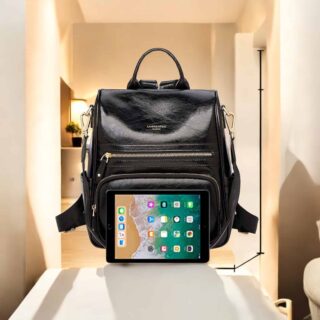 Split Leather Γυναικείo Σακίδιο Πλάτης Χιαστί Laorentou 9113003L μαύρο