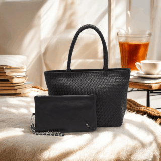 Electra-15-110 Τσάντα Γυναικεία Μεγάλη Δερμάτινη Μαύρη