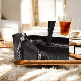 Electra-15-110 Τσάντα Γυναικεία Μεγάλη Δερμάτινη Μαύρη