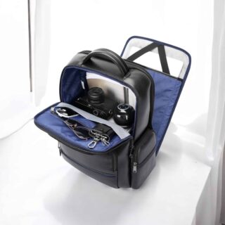 Bopai Δερμάτινο Σακίδιο Πλάτης Laptop 15.6” 25L Μαύρο