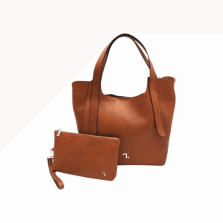 Olympia-15-114 Τσάντα Γυναικεία Μεγάλη Δερμάτινη Καφέ