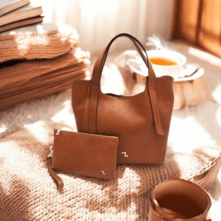 Olympia-15-114 Τσάντα Γυναικεία Μεγάλη Δερμάτινη Καφέ