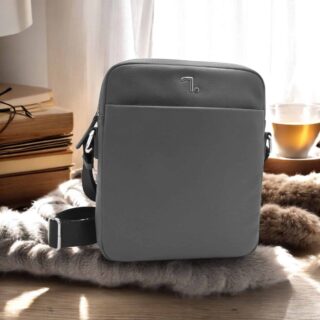 2Earth-60-122 Δερμάτινη Τσάντα Ώμου Μεγάλη Γκρί