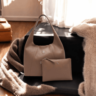 Alkioni-15-114 Τσάντα Γυναικεία Μεγάλη Δερμάτινη Μπέζ