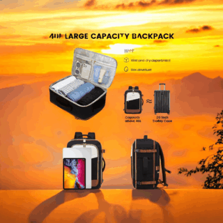 Σακίδιο Ταξιδίου Γυναικείο 40L Carry on 17.3″ Lovevook MB2165 black-beige