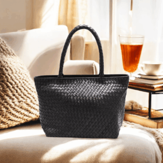 Electra-15-110 Τσάντα Γυναικεία Μεγάλη Δερμάτινη Μαύρη