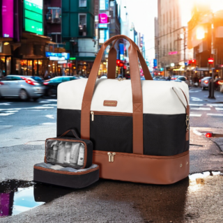 Σετ Σακ βουαγιαζ ταξιδιού γυναικείο με νεσεσέρ και τσάντα χειρός 56 L Lovevook WB2098 black/brown