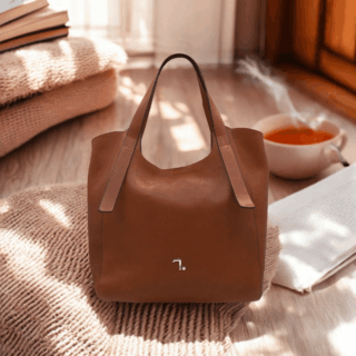 Olympia-15-114 Τσάντα Γυναικεία Μεγάλη Δερμάτινη Καφέ