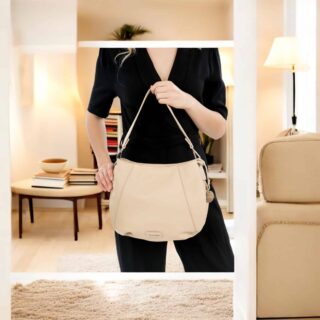 Τσάντα E&N Enna Μεσαία Λεπτό Συνθετικό με Φερμουάρ μπέζ