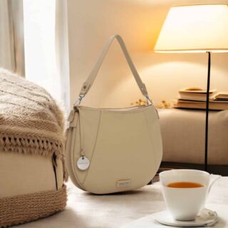 Τσάντα E&N Enna Μεσαία Λεπτό Συνθετικό με Φερμουάρ μπέζ