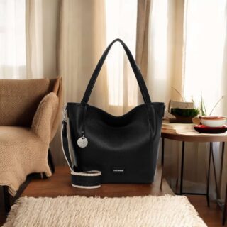 Τσάντα Ώμου emily & noah Enna Μεσαία Λεπτό Συνθετικό με Λογότυπο black