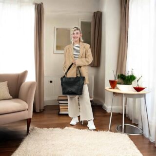 Τσάντα Ώμου emily & noah Enna Μεσαία Λεπτό Συνθετικό με Λογότυπο black