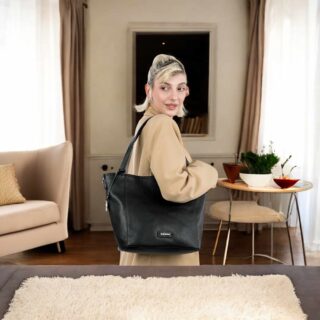 Τσάντα Ώμου emily & noah Enna Μεσαία Λεπτό Συνθετικό με Λογότυπο black