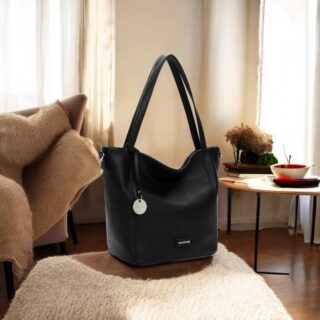 Τσάντα Ώμου emily & noah Enna Μεσαία Λεπτό Συνθετικό με Λογότυπο black