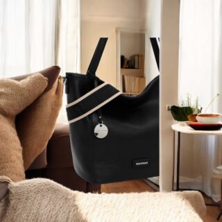 Τσάντα Ώμου emily & noah Enna Μεσαία Λεπτό Συνθετικό με Λογότυπο black