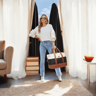 Σετ Σακ βουαγιαζ ταξιδιού γυναικείο με νεσεσέρ και τσάντα χειρός 56 L Lovevook UB2098 black/brown