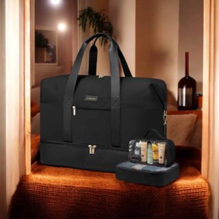 Σετ Σακ βουαγιαζ ταξιδιού γυναικείο με νεσεσέρ και τσάντα χειρός 56 L Lovevook UB2098 black