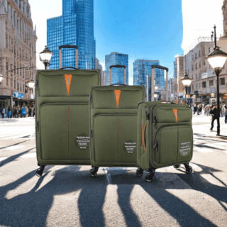 Diplomat Υφασμάτινη Βαλίτσα Ταξιδιού Πράσινη με 4 Ρόδες