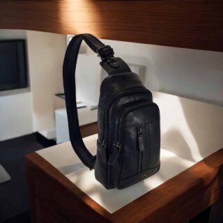 Diplomat LV88 Μαύρο Δερμάτινο Τσαντάκι Crossbody