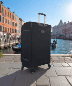 Diplomat Venice Βαλίτσα Υφασμάτινη Μαύρη 79εκ. 4 Ρόδες